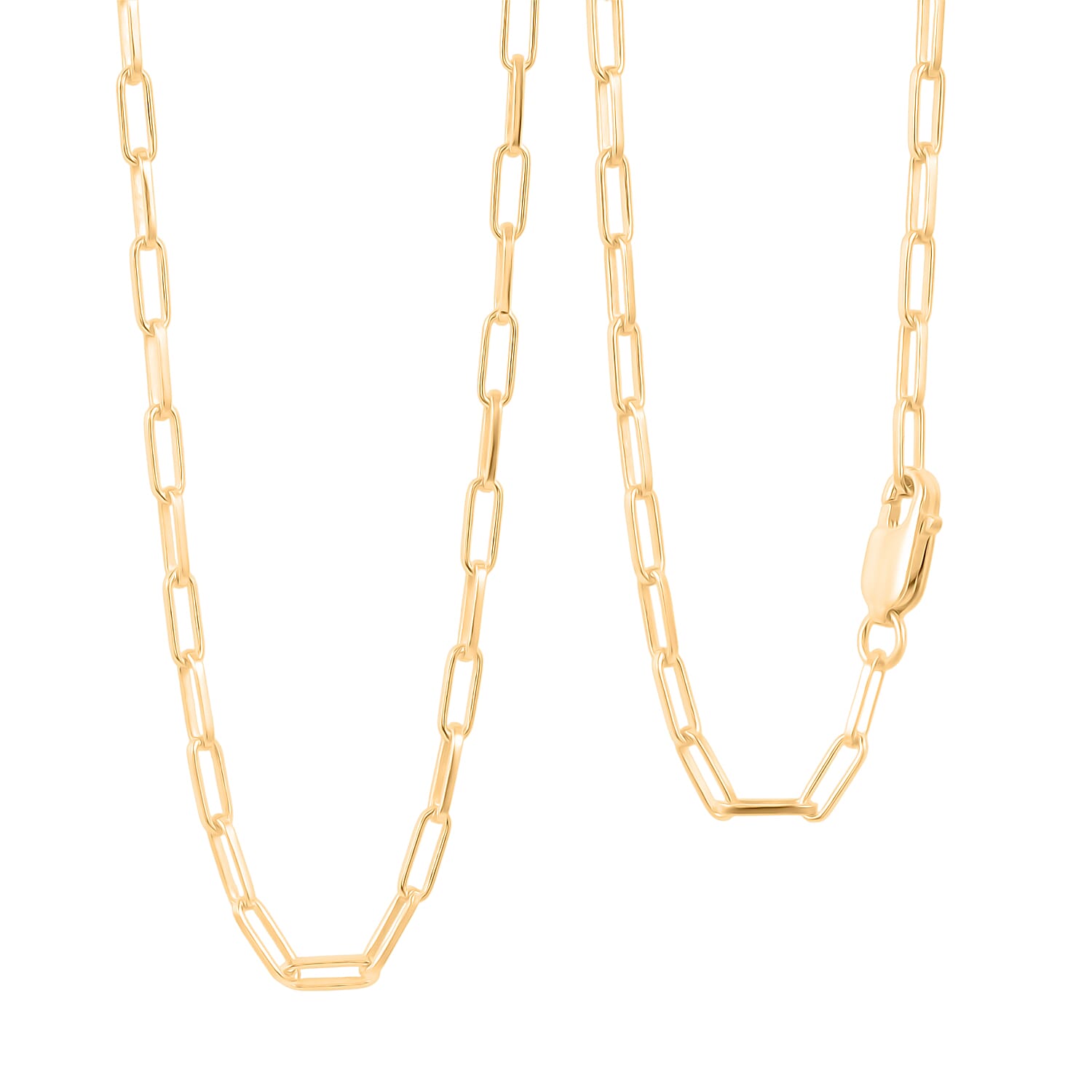 Italian 2.20mm Paper Clip Chain Necklace in 14K YG Over Sterling Silver 16 Inches 3.65 Grams