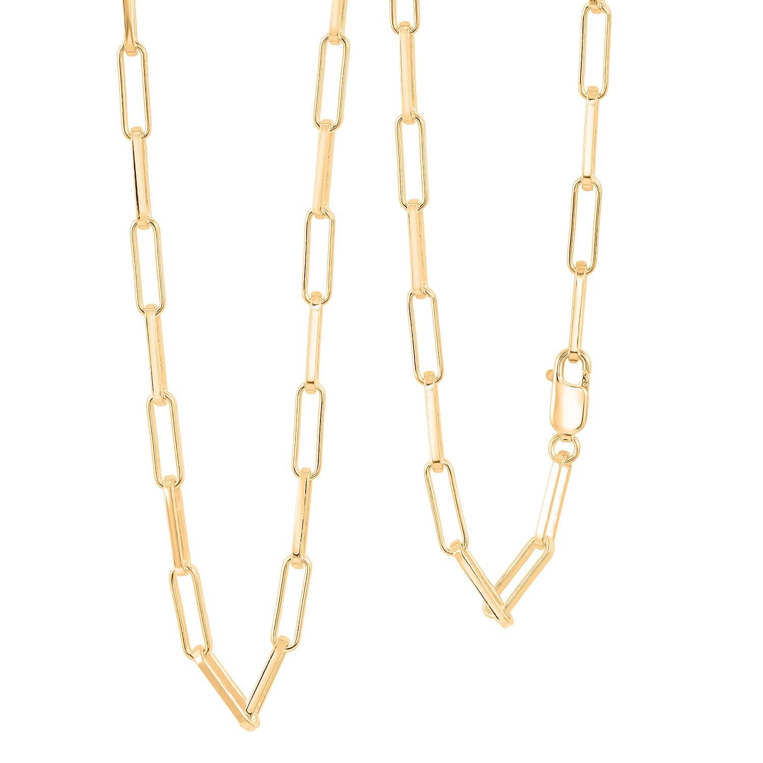Italian 4.20mm Paper Clip Chain Necklace in 14K YG Over Sterling Silver 13.9 Grams 18 Inches