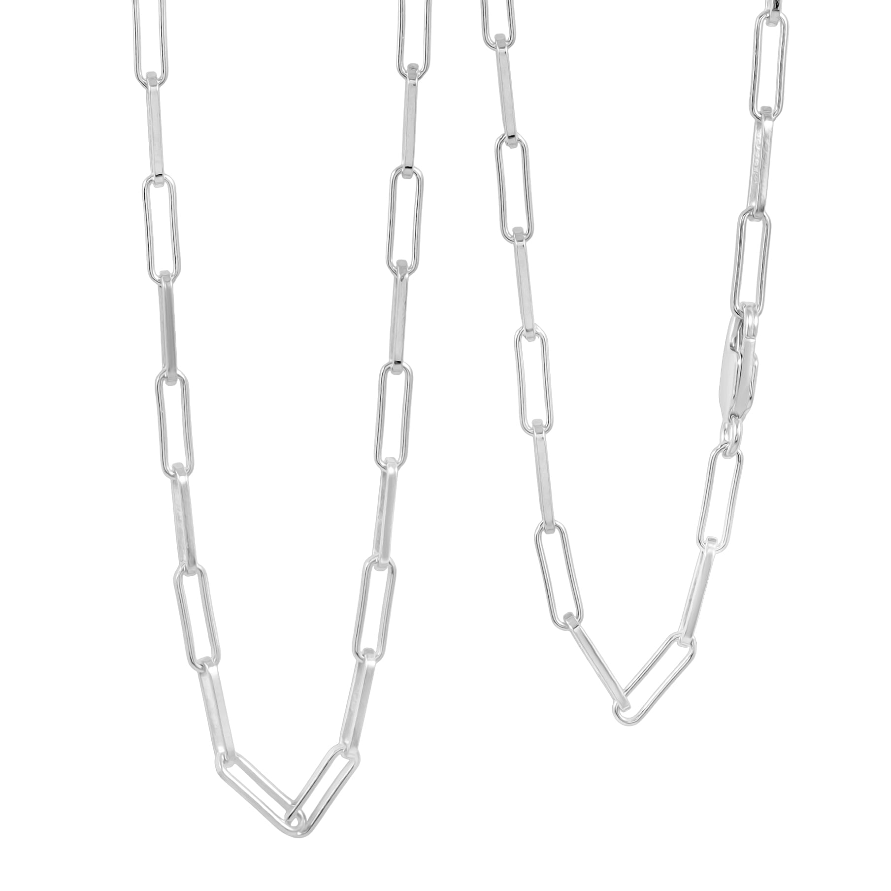 Italian Rhodium Over Sterling Silver 4.31mm Paperclip Chain Necklace (20 Inches) (15.3 g)