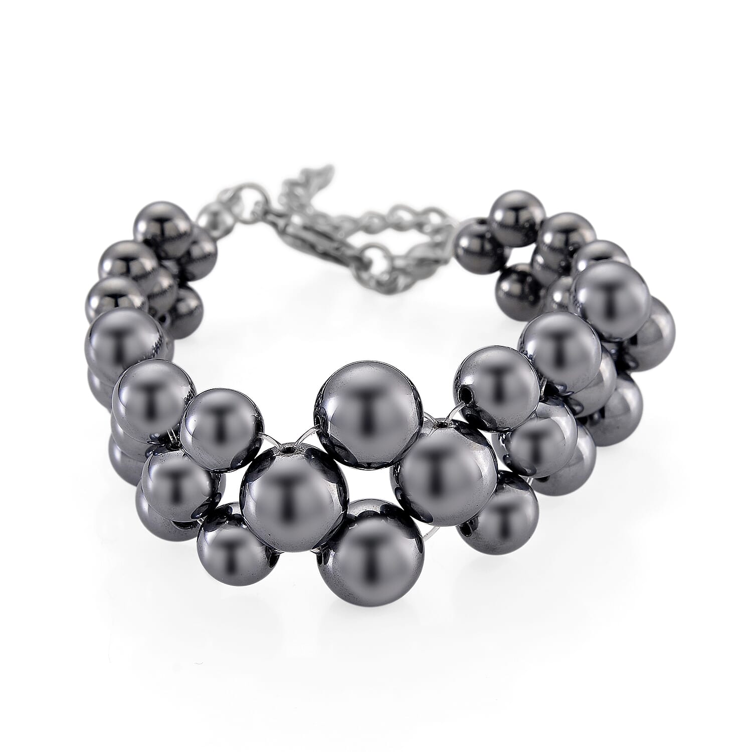 Terahertz 100.00 ctw Beaded Bubble Bracelet in Stainless Steel (7.5-9.5In)