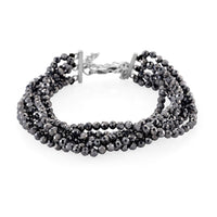 Terahertz 60.00 ctw Beaded Multi Row Bracelet in Silvertone and Stainless Steel (7-9In)
