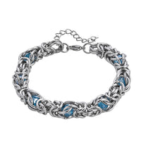 Blue Magic Color Glass Bracelet in Stainless Steel (8-10In)