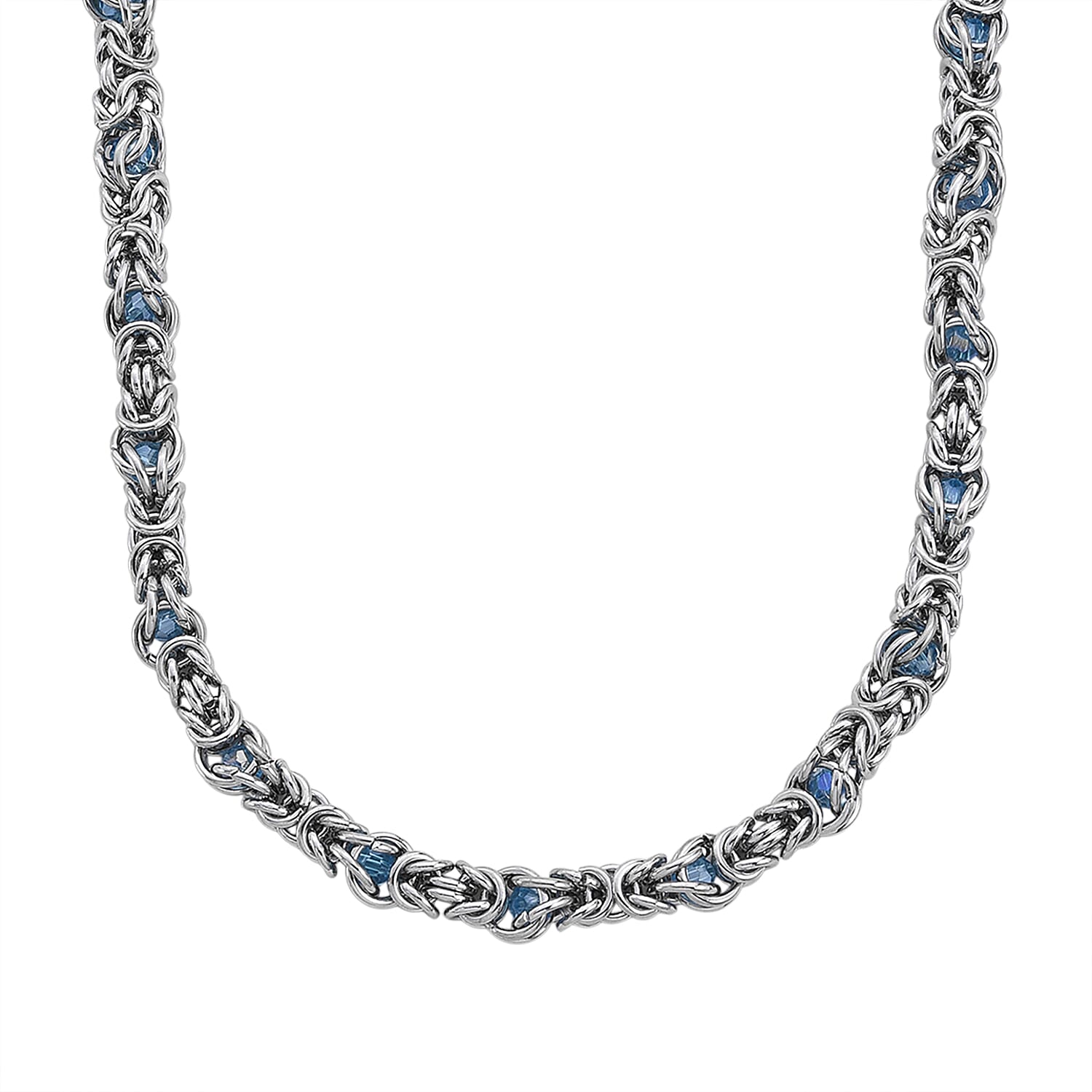 Blue Magic Color Glass Necklace (20-22 Inches) in Stainless Steel