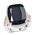 EverTrue Thai Black Spinel, White Zircon Ring in 18K YG Plated and Platinum Bond (Size 10.0) 22.70 ctw - Sticky add to cart bar
