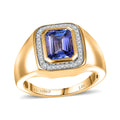 Luxoro 14K Yellow Gold Premium Tanzanite, Diamond (I2) (0.18 cts) Crown of the Conqueror Men's Ring (Size 10.0) (7.55 g) 2.60 ctw - Sticky add to cart bar