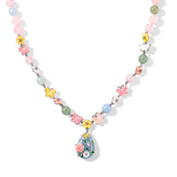 D'Joy Mangoro Aquamarine, Multi Gemstone Necklace in Rhodium Over Sterling Silver 145.40 ctw (20 Inches)