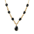 EverTrue Thai Black Spinel and White Zircon 14.35 ctw Midnight Pear Necklace in 18K YG Plated 18-20 Inches - Sticky add to cart bar