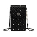 Closeout Badgley Mischka Black Vegan Leather Quilted Pearl Cell Phone Crossbody Bag (8"x4.5"x1.5") - Sticky add to cart bar