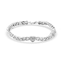 White Diamond 0.25 ctw Heart Station Bracelet in Rhodium Over Sterling Silver (7.50 In) - Sticky add to cart bar