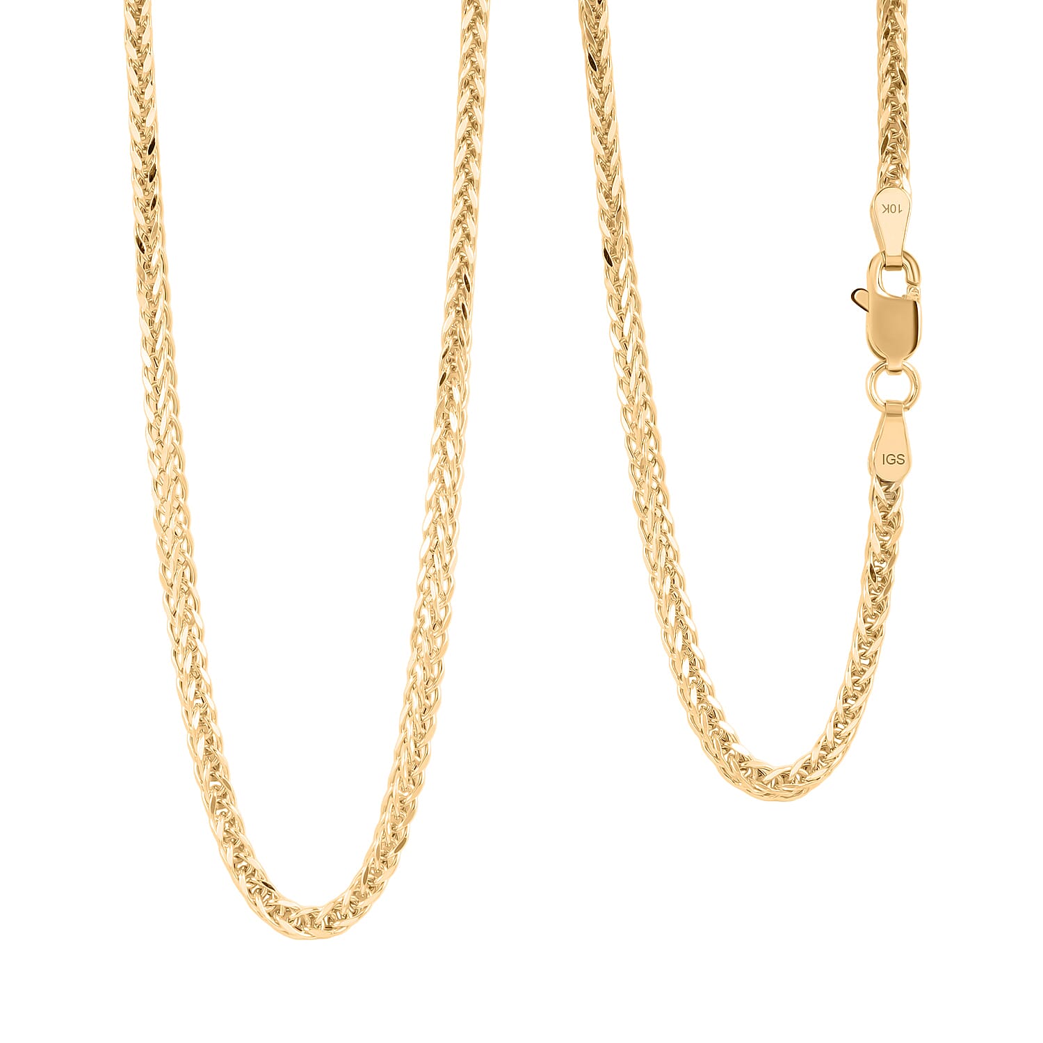 10K Yellow Gold 1.5mm Square Palm Necklace 18 Inches 3.6 Grams