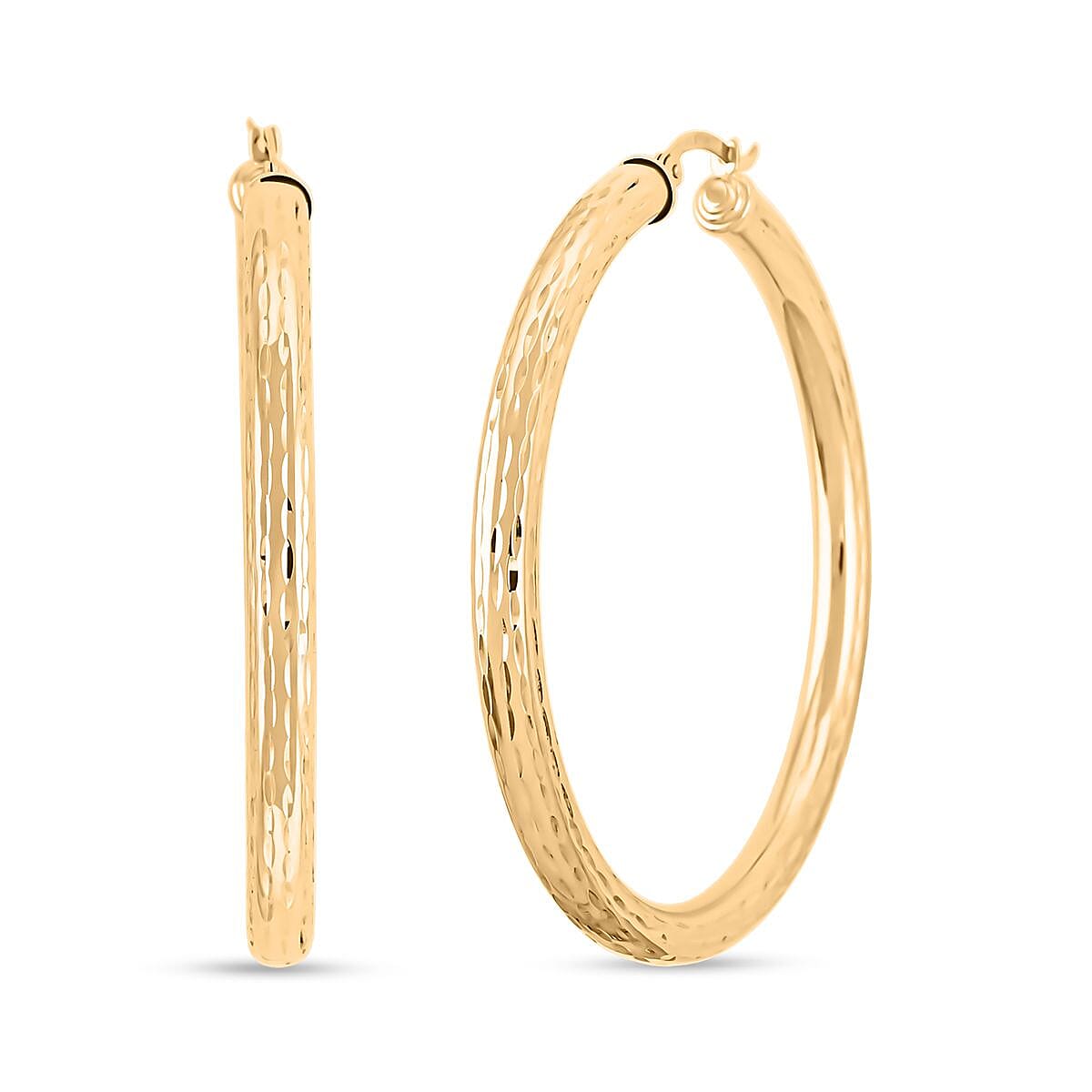 Textured Hoop Earrings in 10K Yellow Gold 4.63 Grams