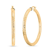 Textured Hoop Earrings in 10K Yellow Gold 4.63 Grams