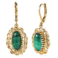 EverTrue African Malachite 6.30 ctw Earrings in 18K YG Plated
