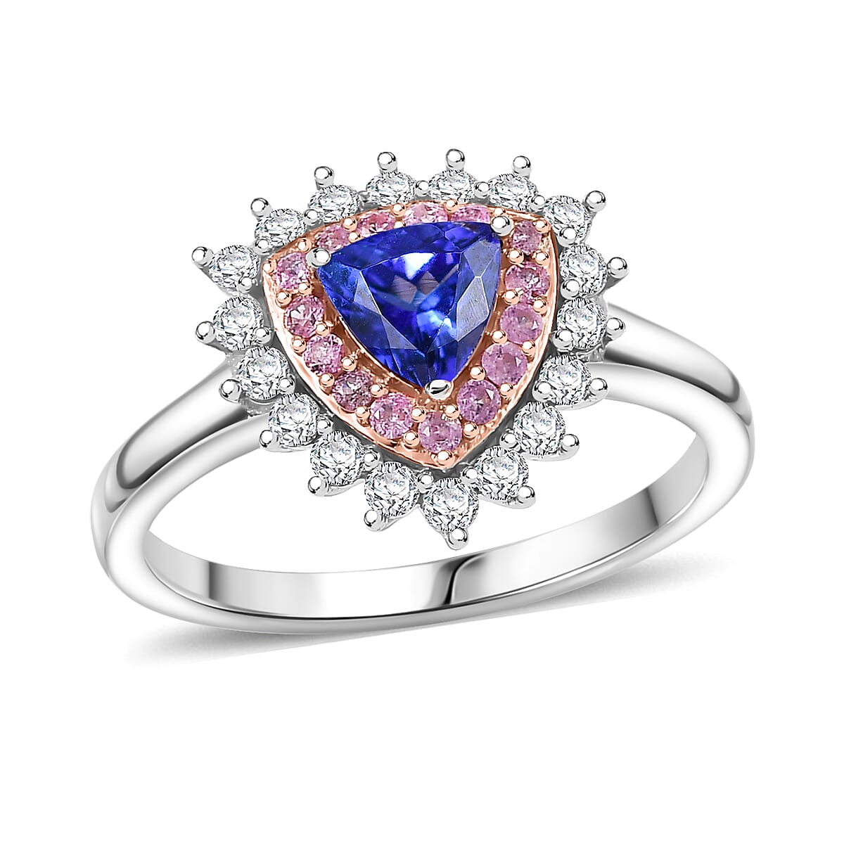 D'Joy AAA Tanzanite, Multi Gemstone Ring in Rhodium Over Sterling Silver (Size 6.0) 1.60 ctw
