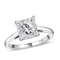 IGI Certified 950 Palladium Princess Cut Luxuriant Lab Grown Diamond (E-F, VS) Solitaire Ring (Size 6.0) 3.00 ctw
