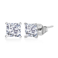 IGI Certified Princess Cut Luxuriant Lab Grown Diamond Earrings in 950 Palladium with 10K WG Push Post 3.00 ctw