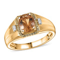 Premium Marialite, Yellow Sapphire and Luxuriant Lab Grown Diamond (G-H, SI) Mens Ring in 18K Vermeil YG Over Sterling Silver (Size 10.0) 1.85 ctw - Sticky add to cart bar