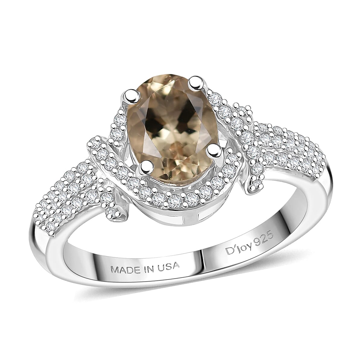 D'Joy Premium Marialite, Moissanite Ring in Rhodium Over Sterling Silver (Size 10.0) 1.60 ctw