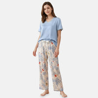 La Marey Green and Brown Casual Basic Tops and Flowy Wide Leg Pants - One Size Fits Most