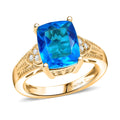 EverTrue Carribean Quartz, White Zircon Ring in 18K YG Plated (Size 10.0) 5.40 ctw - Sticky add to cart bar