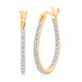 White Diamond Hoop Earrings in 14K YG Over Sterling Silver 0.05 ctw - Sticky add to cart bar
