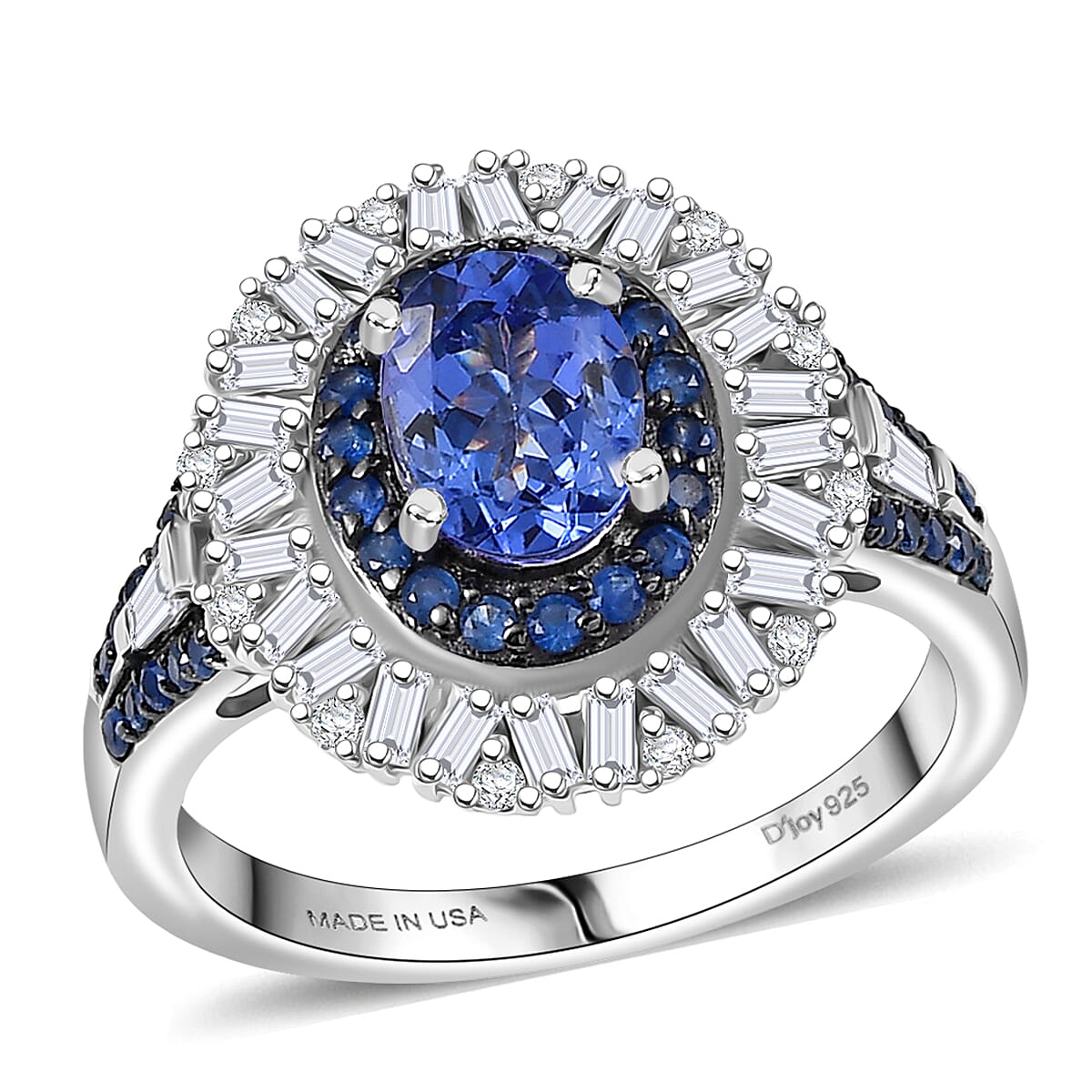 TLV D'Joy Premium Tanzanite, Multi Gemstone Ring in Rhodium Over Sterling Silver (Size 10.0) 2.00 ctw