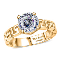 D'Joy Strontium Titanate Ring in 18K Vermeil YG Over Sterling Silver (Size 10.0) 3.10 ctw
