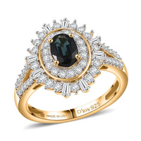 TLV D'Joy AAA Ouro Fino Rubellite, Moissanite Ring in 18K Vermeil YG Over Sterling Silver (Size 10.0) 1.60 ctw