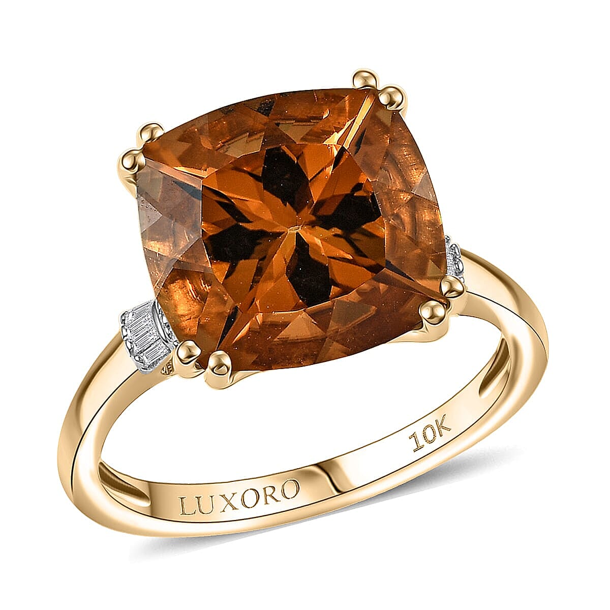 Luxoro 10K Yellow Gold AAA Marialite, Diamond (I2) Ring (Size 6.0) 6.50 ctw