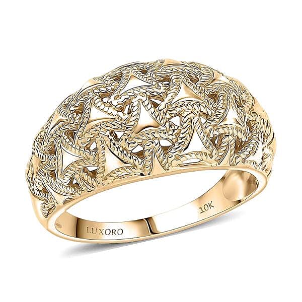 Luxoro 10K Yellow Gold Arrow Wave Ring (Size 6.0) (4.5 g)