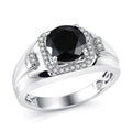 EverTrue Thai Black Spinel and White Zircon 2.70 ctw Men's Ring in Platinum Bond - Sticky add to cart bar