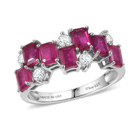 D'Joy Niassa Ruby (FF), White Zircon Ring in Platinum Over Sterling Silver (Size 10.0) 3.30 ctw