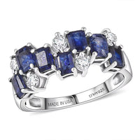 D'Joy Masoala Sapphire (D), White Zircon Ring in Platinum Over Sterling Silver (Size 10.0) 2.75 ctw