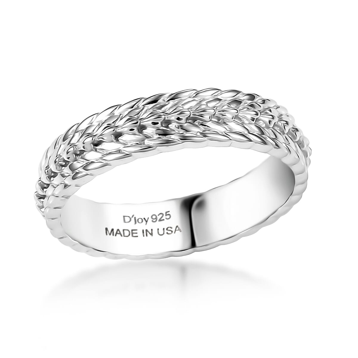 D'Joy Platinum Over Sterling Silver Band Ring (Size 10.0) (3.60 g)