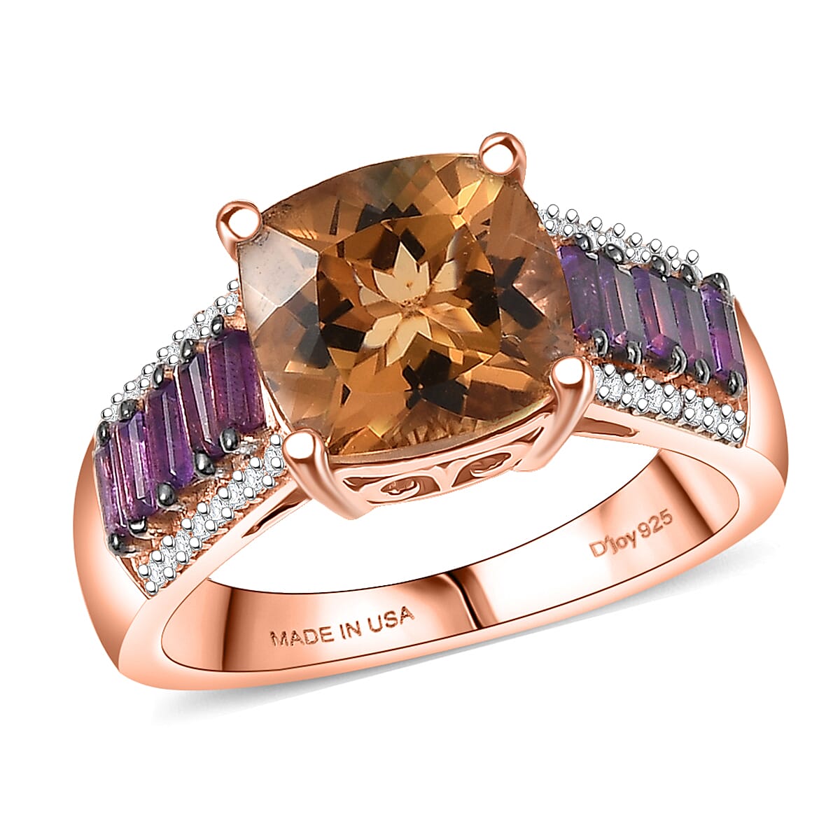 D'Joy Premium Marialite, Multi Gemstone Ring in 18K Vermeil RG Over Sterling Silver (Size 10.0) 3.50 ctw