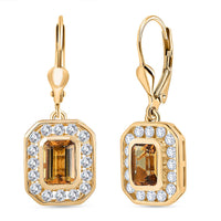 D'Joy Marialite, Moissanite Art Deco Earrings in 18K Vermeil YG Over Sterling Silver 2.60 ctw
