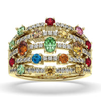 Clarte Multi Sapphire and Moissanite Ring in 14K YG Over Sterling Silver (Size 10.0) 2.70 ctw