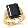 EverTrue Thai Black Spinel, White Zircon Ring in 18K YG Plated (Size 10.0) 14.35 ctw - Sticky add to cart bar