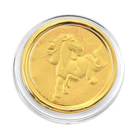 24K Yellow Golden Celestial 2026 Zodiac Horse Coin Bar with Rainbow Line 100mg