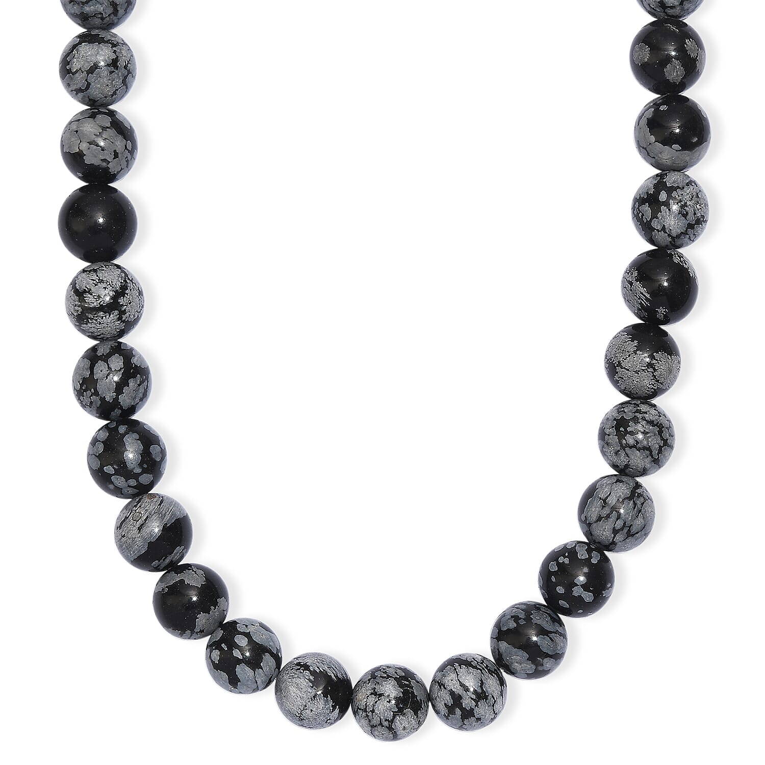 EverTrue Snowflake Obsidian 305.00 ctw Beaded Necklace in Platinum Bond 20 Inches