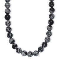 EverTrue Snowflake Obsidian 305.00 ctw Beaded Necklace in Platinum Bond 20 Inches