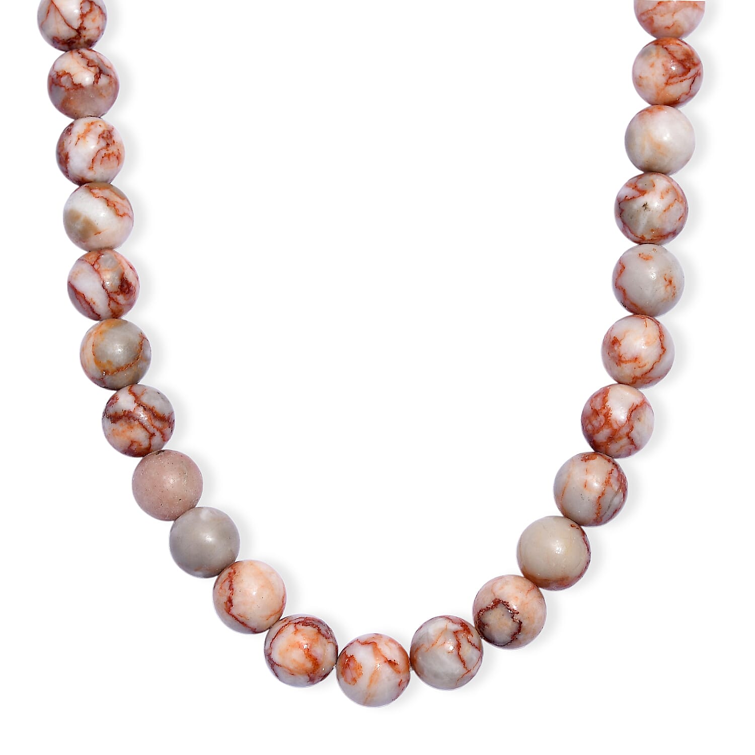 EverTrue Pink Web Jasper 350.00 ctw Beaded Necklace in Platinum Bond 20 Inches