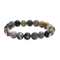 Moss Agate 140.00 ctw Beaded Stretch Bracelet - Sticky add to cart bar
