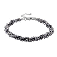 Terahertz 35.00 ctw Beaded 3 Row Twisted Bracelet in Stainless Steel (7-9In)