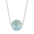 Aquamarine Beaded Necklace (20 Inches) in Stainless Steel 12.00 ctw - Sticky add to cart bar
