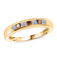 Luxuriant Lab Grown Red Diamond (IR), Lab Grown Diamond Ring in 18K Vermeil YG Over Sterling Silver (Size 10.0) 0.32 ctw