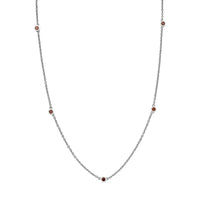 Luxuriant Lab Grown Red Diamond (IR) 0.35 ctw Firelight Station Necklace 20 Inches in Rhodium Over Sterling Silver