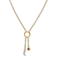 Luxuriant Lab Grown Red Diamond (IR) and Lab Grown Diamond (SI) 0.10 ctw Sun & Moon Necklace in 18K Vermeil Yellow Gold Over Sterling Silver 18-20 Inches - Sticky add to cart bar