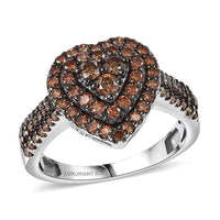 Luxuriant Lab Grown Red Diamond (IR) Scarlet Promise Ring in Rhodium Over Sterling Silver (Size 10.0) 1.00 ctw