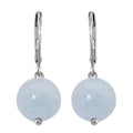 Dainty Aquamarine Beaded Lever Back Earrings in Stainless Steel 15.00 ctw - Sticky add to cart bar